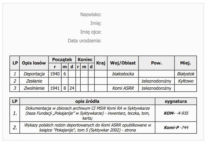 Page de résultat pour le nom de mon grand-père